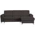 ECKSOFA in Flachgewebe Dunkelbraun  244/167 cm  - Dunkelbraun/Silberfarben, Design, Textil/Metall (244/167cm) - Cantus