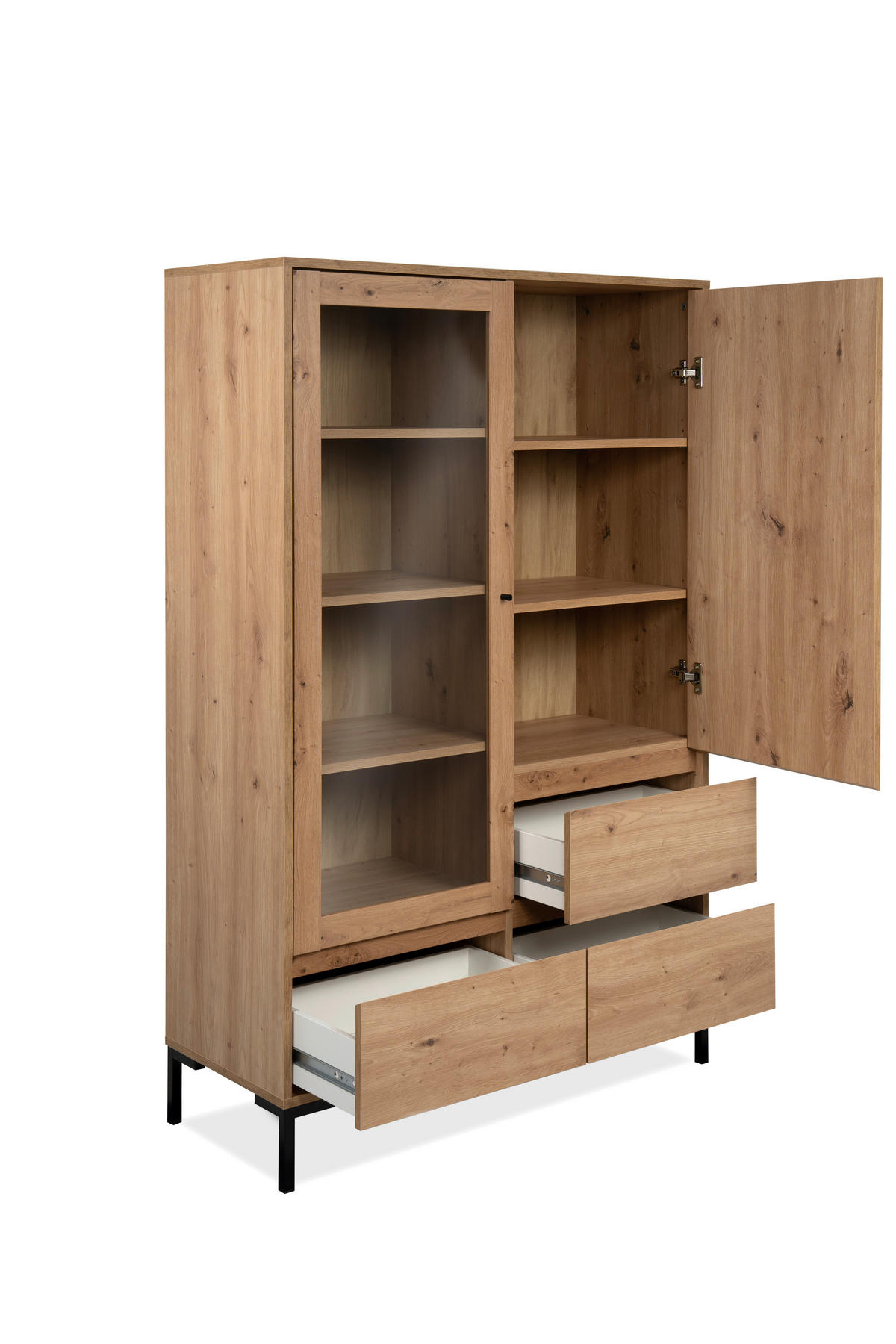 VITRINE Eiche Artisan  - Eiche Artisan, Design, Glas/Holzwerkstoff (100/155/40cm) - MID.YOU