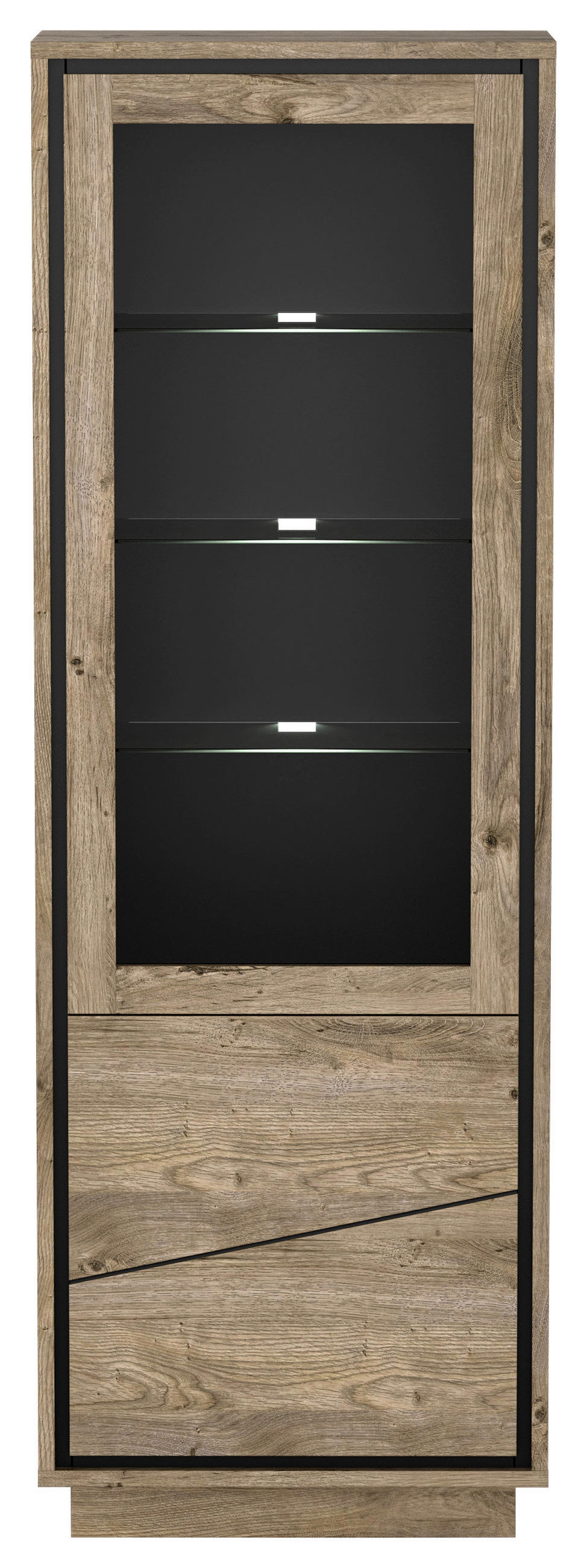 VITRÍNA, antracitová, koňaková, 68/201/37 cm - antracitová/koňaková, Design, kompozitní dřevo/sklo (68/201/37cm) - Livetastic