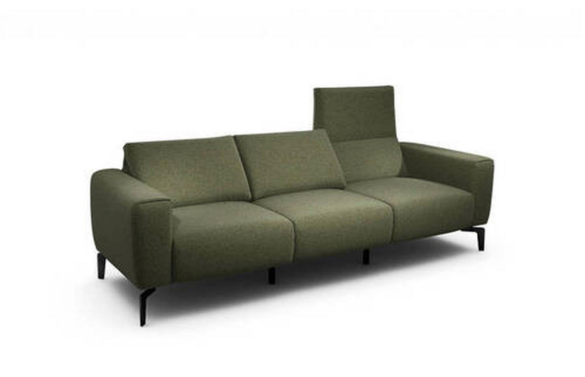 3-SITZER-SOFA in Chenille Waldgrün  - Waldgrün/Schwarz, Design, Textil/Metall (250/86/86-94cm) - SENSOO
