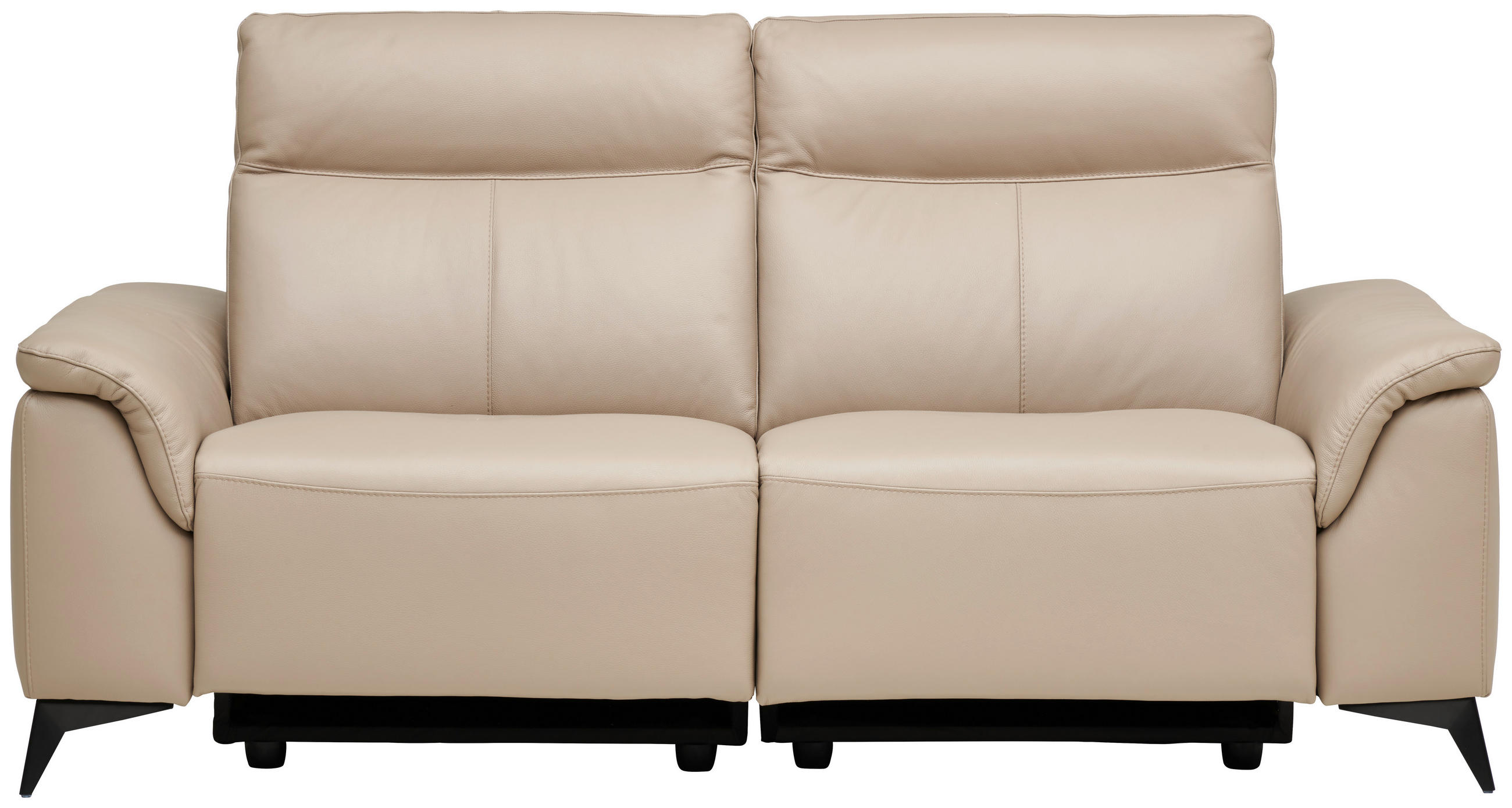 3-SITZER-SOFA Echtleder Beige  - Beige/Schwarz, Design, Leder/Metall (208/105/98cm) - Emilio Belluti