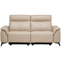 3-SITZER-SOFA Echtleder Beige  - Beige/Schwarz, Design, Leder/Metall (208/105/98cm) - Emilio Belluti