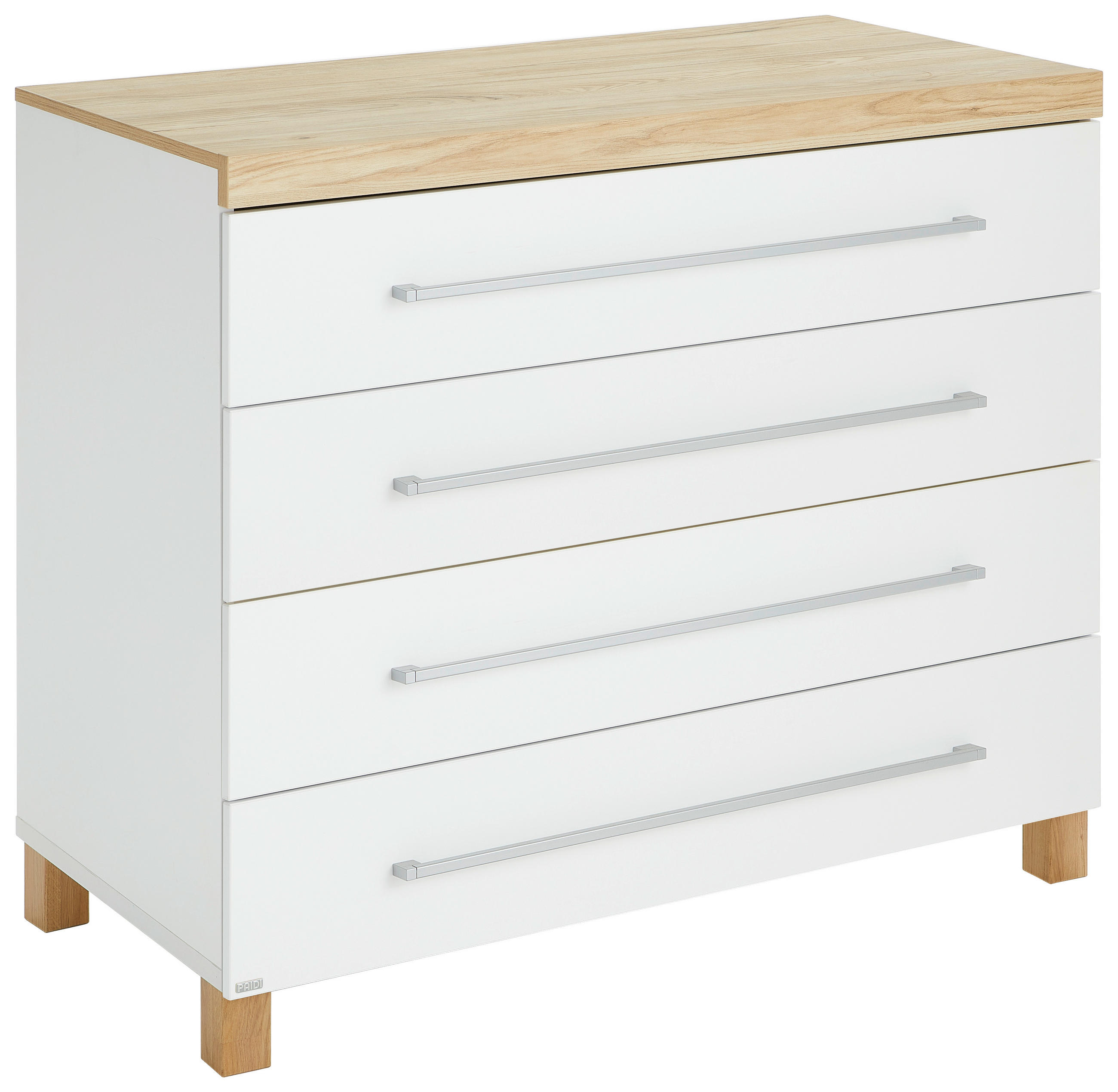 PELENKÁZÓ KOMÓD Lennox Fresh  - tölgyfa színű/ezüstszínű, Basics, faalapú anyag (109,9/95,8/56,6cm) - Paidi