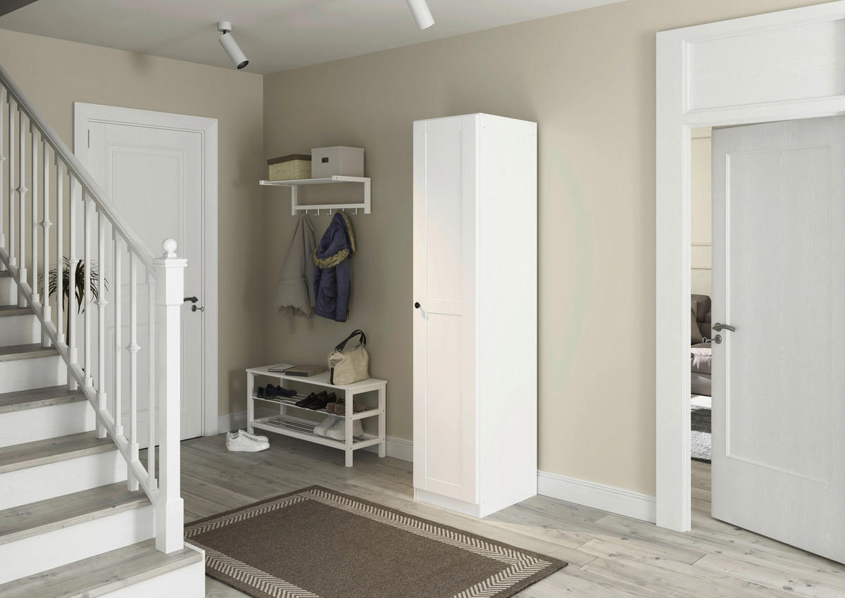 DREHTÜRENSCHRANK 47/210/54 cm,  in Weiß, 1-türig  - Schwarz/Weiß, KONVENTIONELL, Holzwerkstoff/Kunststoff (47/210/54cm) - home24