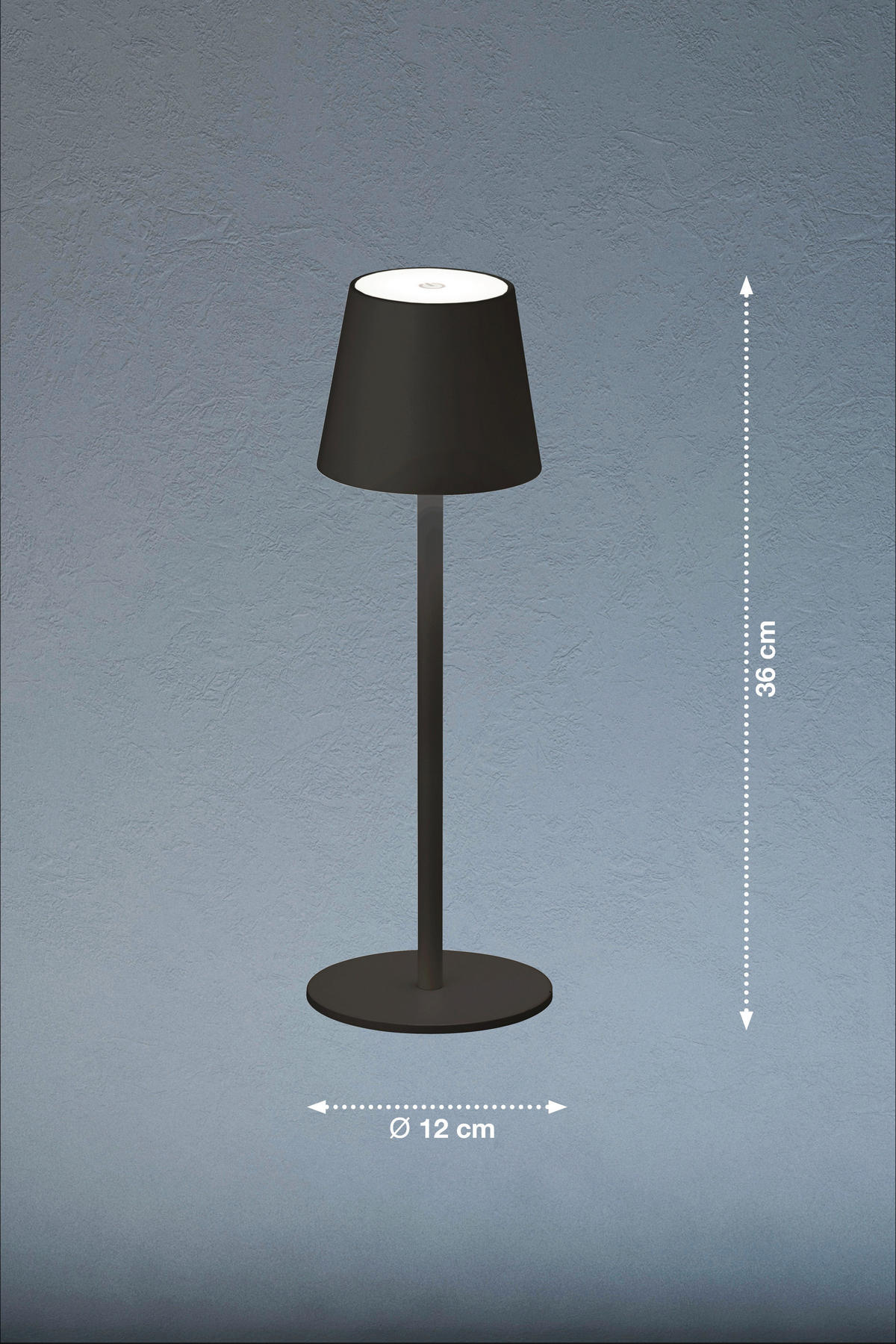 AKKU-TISCHLEUCHTE Tropea 12/38 cm   - Sandfarben/Schwarz, KONVENTIONELL, Metall (12/38cm)