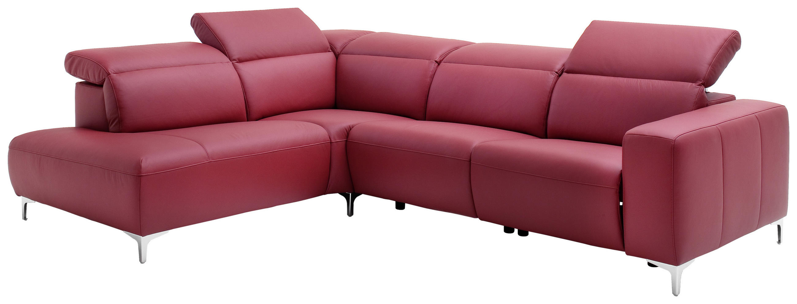 Thumbnail - Pure Home Lifestyle Ecksofa, Rot, Leder, Echtleder, Rindleder, Uni, 4-Sitzer, Ottomane links, L-Form, 290x223 cm, Blauer...