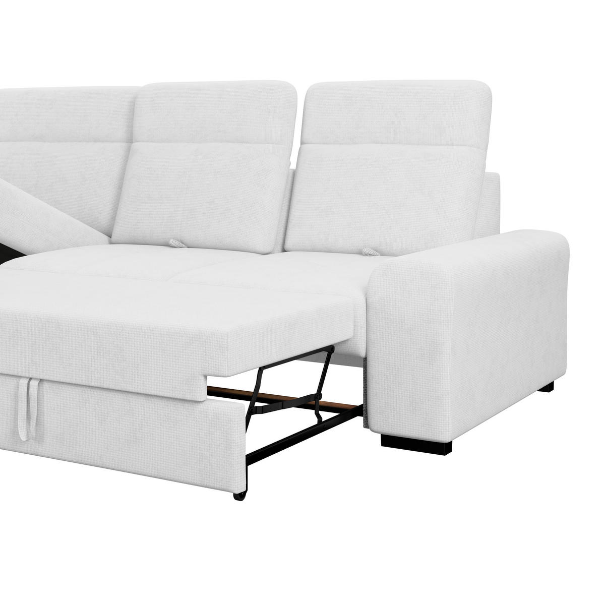 ECKSOFA Silberfarben Chenille Rücken echt, Kopfteilverstellung  - Silberfarben/Schwarz, KONVENTIONELL, Holz/Textil (203/286cm) - MID.YOU