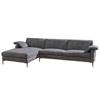 ECKSOFA in Webstoff Grau  176/296 cm  - Schwarz/Grau, Design, Textil/Metall (176/296cm) - Chilliano