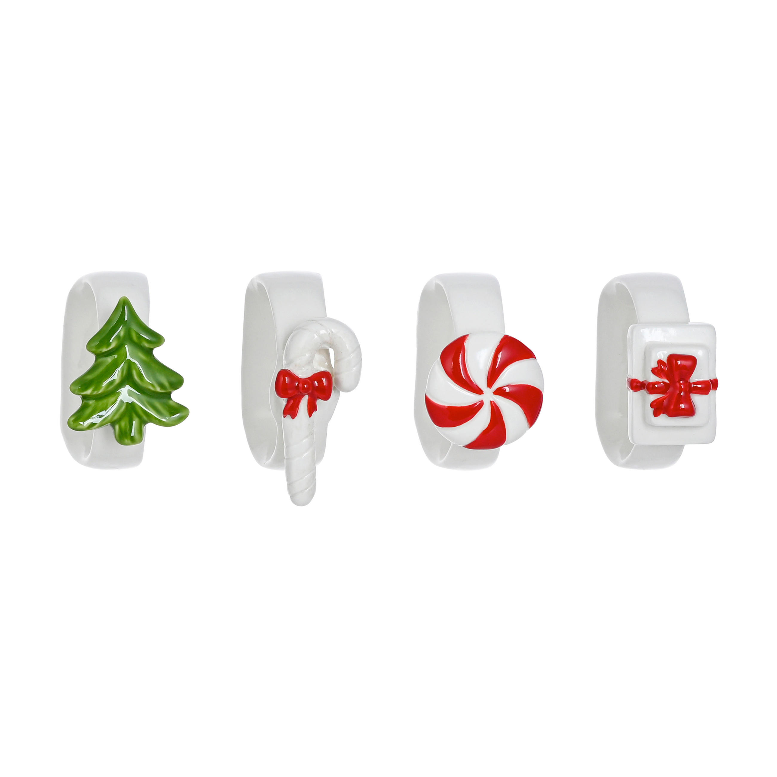 SERVIETTENRING   4 Stück  - Multicolor, LIFESTYLE, Keramik (6cm) - X-Mas