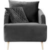 SESSEL Samt Grau    - Goldfarben/Grau, Design, Textil/Metall (74/84/94cm) - MID.YOU