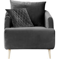 SESSEL Samt Grau    - Goldfarben/Grau, Design, Textil/Metall (74/84/94cm) - MID.YOU
