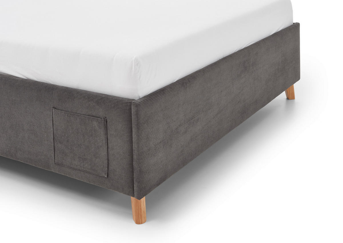POLSTERBETT 140/200 cm  in Anthrazit  - Eichefarben/Anthrazit, KONVENTIONELL, Holz/Textil (140/200cm) - Stylife