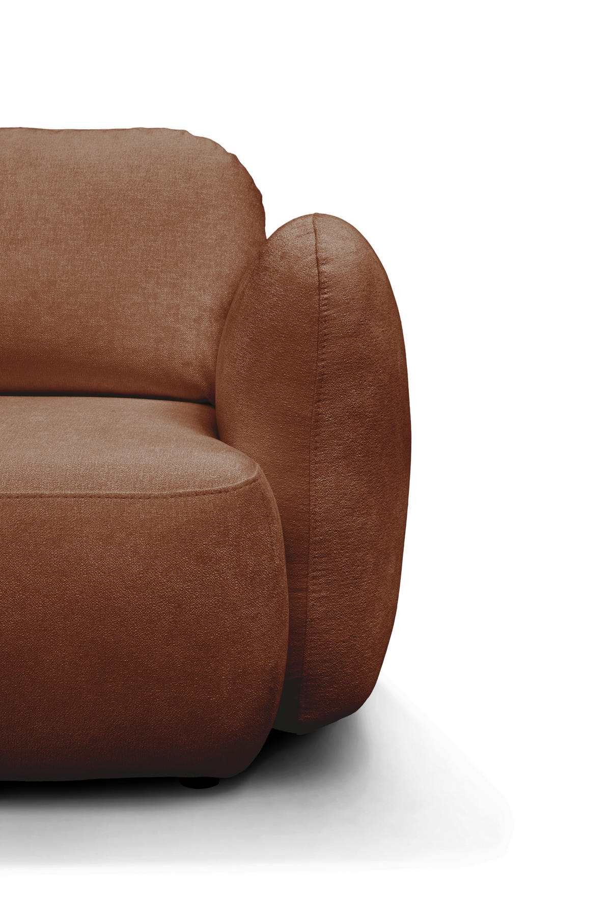 ECKSOFA VELU Terracotta Chenille  - Terracotta/Schwarz, Design, Textil (175cm) - MID.YOU