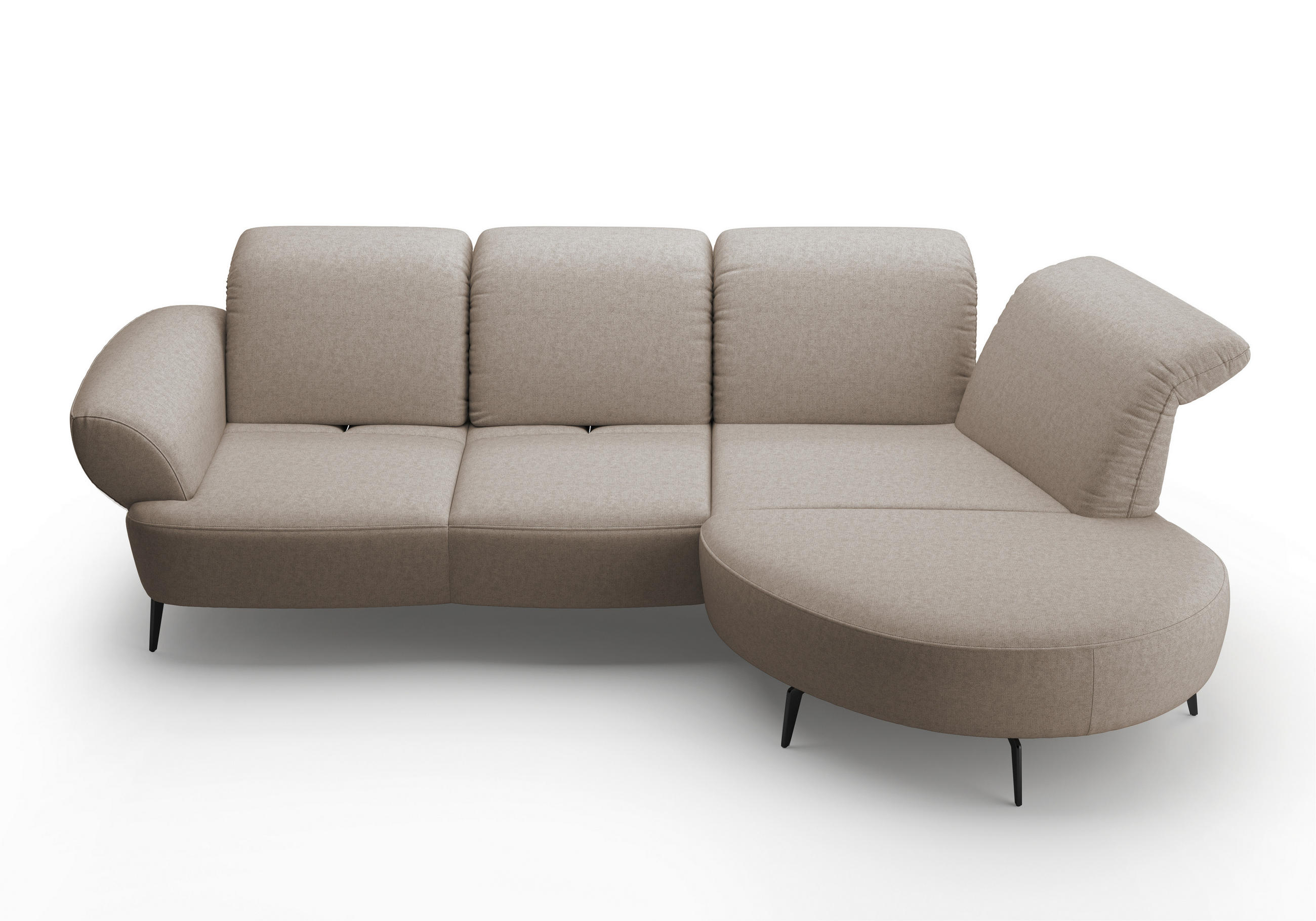 ECKSOFA in Flachgewebe Taupe  - Taupe/Schwarz, Modern, Textil/Metall (313/208cm) - Sit & More