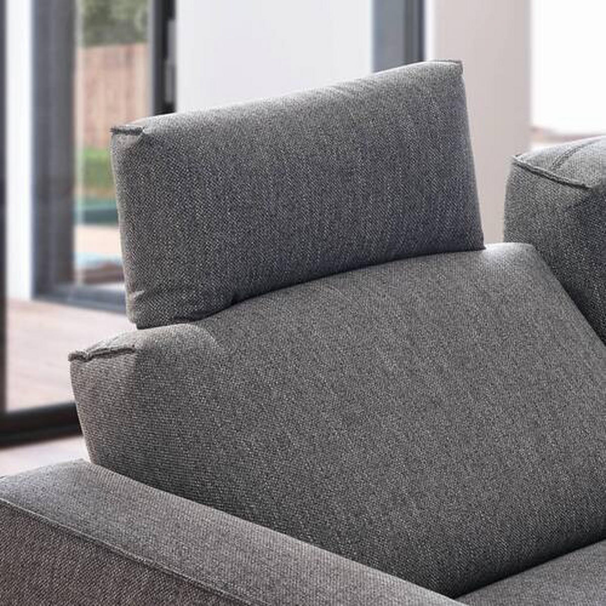 ECKSOFA in Flachgewebe Graphitfarben  - Schwarz/Graphitfarben, Design, Textil/Metall (260/210cm) - Johann Jakob