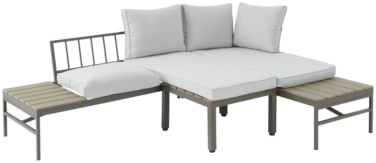 LOUNGEGARNITUR  215/154,5 cm  Stahl  - Braun/Grau, MODERN, Kunststoff/Textil (215/154,5cm) - Luca Bessoni