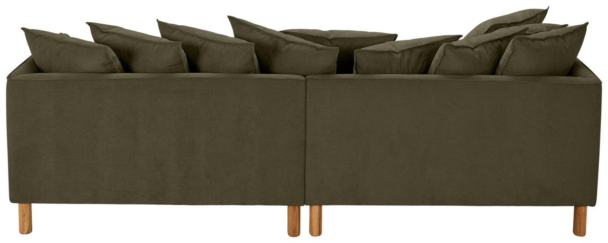 ECKSOFA Dunkelgrün Chenille  - Dunkelgrün/Buchefarben, KONVENTIONELL, Holz/Textil (162/276cm) - Carryhome