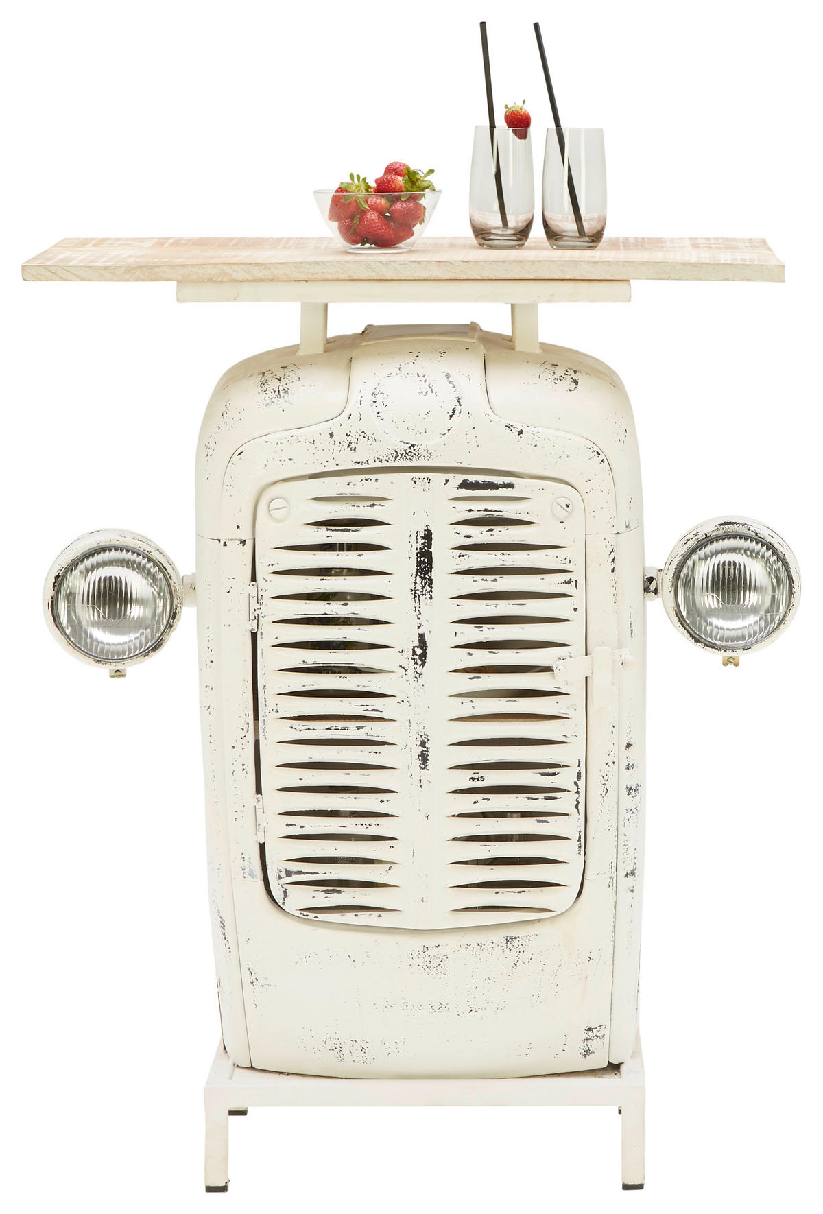 BAR in Naturfarben, Weiss  - Weiss/Naturfarben, Trend, Holz/Metall (80/35/100cm) - Ambia Home