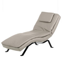 RELAXLIEGE Echtleder Platinfarben  - Platinfarben/Schwarz, Design, Leder/Metall (65/95/171cm) - Celina Home