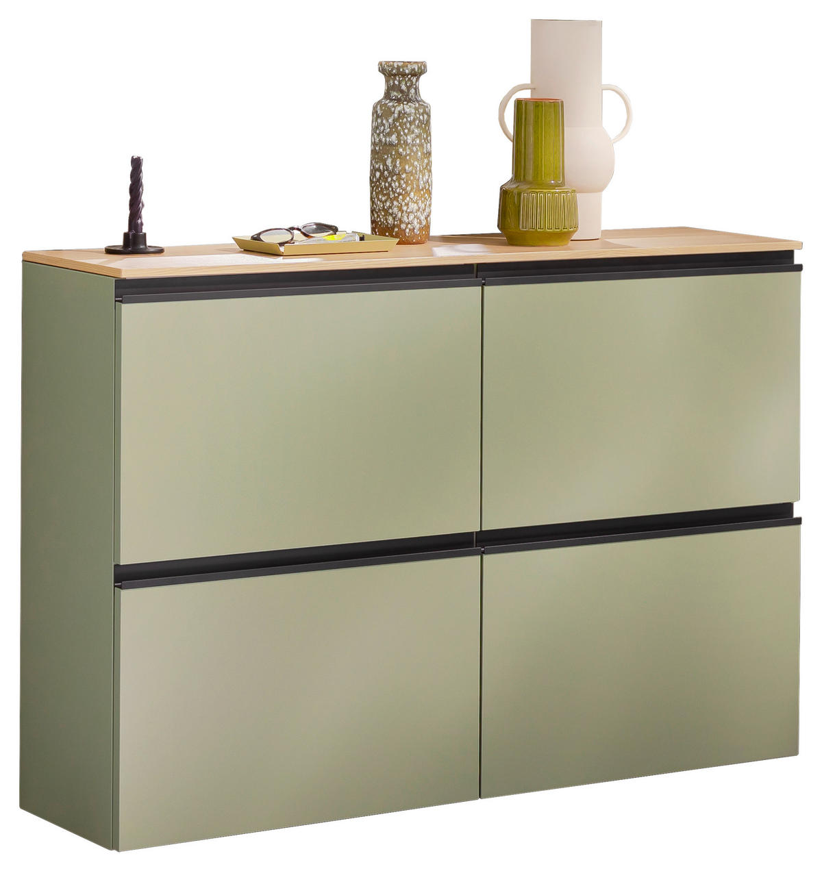 HÄNGESCHUHSCHRANK Wildeiche furniert Grün, Eichefarben  - Eichefarben/Anthrazit, Design, Holz/Holzwerkstoff (120/82/30cm) - Moderano