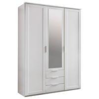 DREHTÜRENSCHRANK Silberfarben, Weiss  - Weiss/Silberfarben, Konventionell, Glas/Holzwerkstoff (135/210/58cm) - MID.YOU