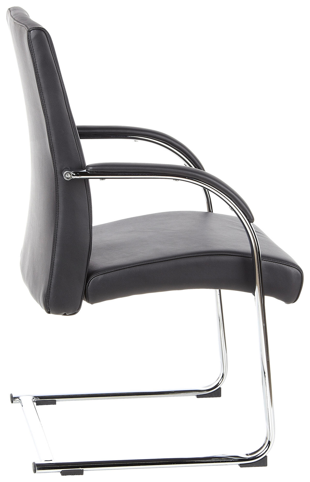 BESÖKSSTOL  i läderimitation svart  - aluminiumfärg/svart, Modern, metall/läder (60/101/49cm) - MID.YOU