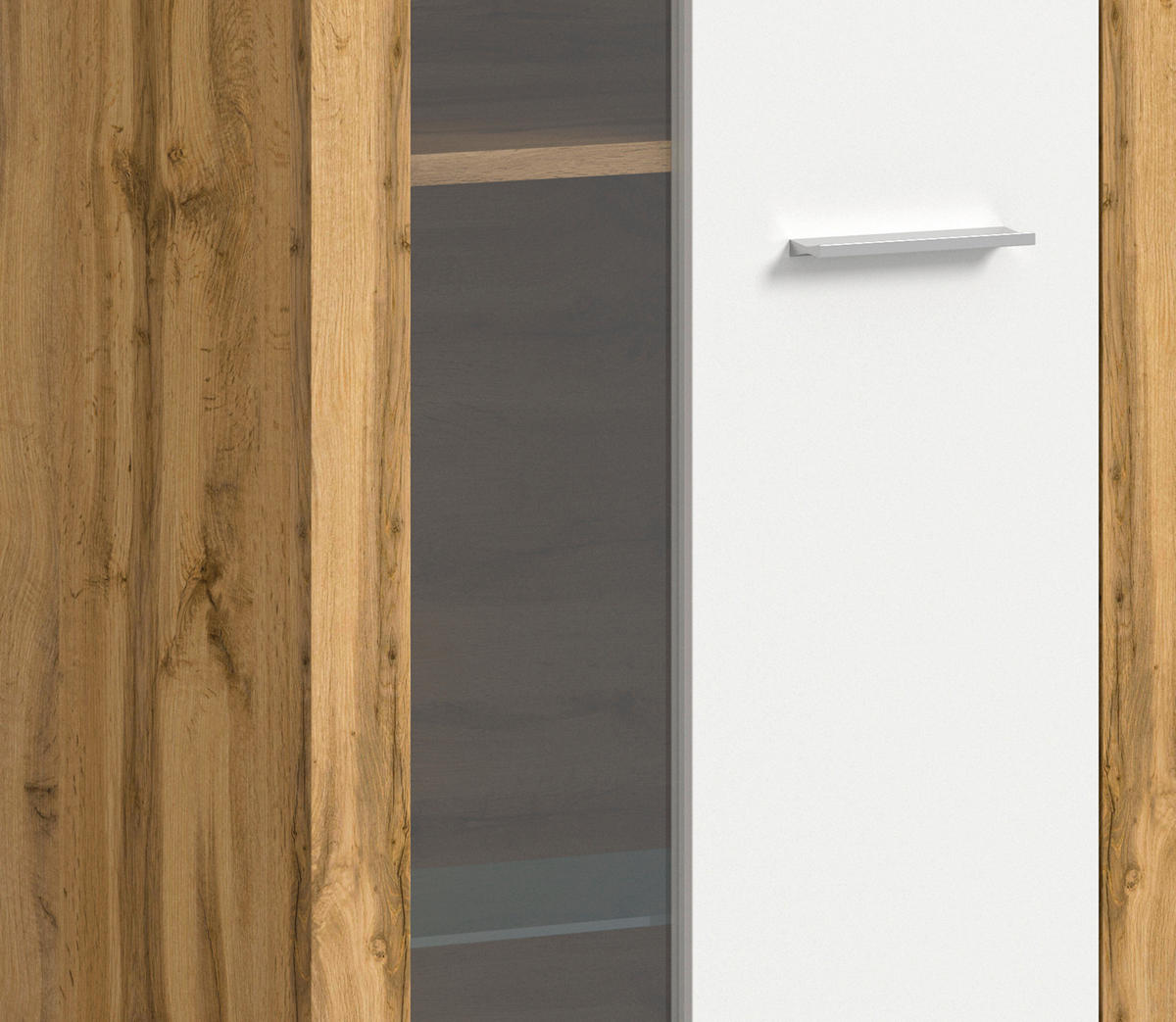HYLLKOMBINATION 3 delar  i ek Wotan, vit  235/159/35 cm  - vit/ek Wotan, Design, trämaterial/glas (235/159/35cm) - MID.YOU