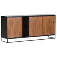 SIDEBOARD Mangoholz furniert, massiv Braun, Naturfarben, Schwarz Rückwand, Oberplatte, Einlegeböden, Füße  - Schwarz/Braun, LIFESTYLE, Holz/Holzwerkstoff (170/75/40cm) - Landscape