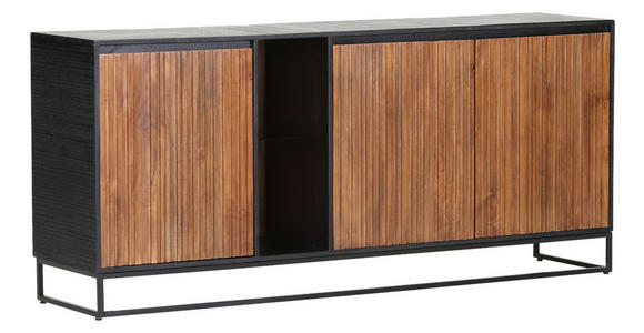 SIDEBOARD Mangoholz furniert, massiv Braun, Naturfarben, Schwarz Rückwand, Oberplatte, Einlegeböden, Füße  - Schwarz/Braun, LIFESTYLE, Holz/Holzwerkstoff (170/75/40cm) - Landscape