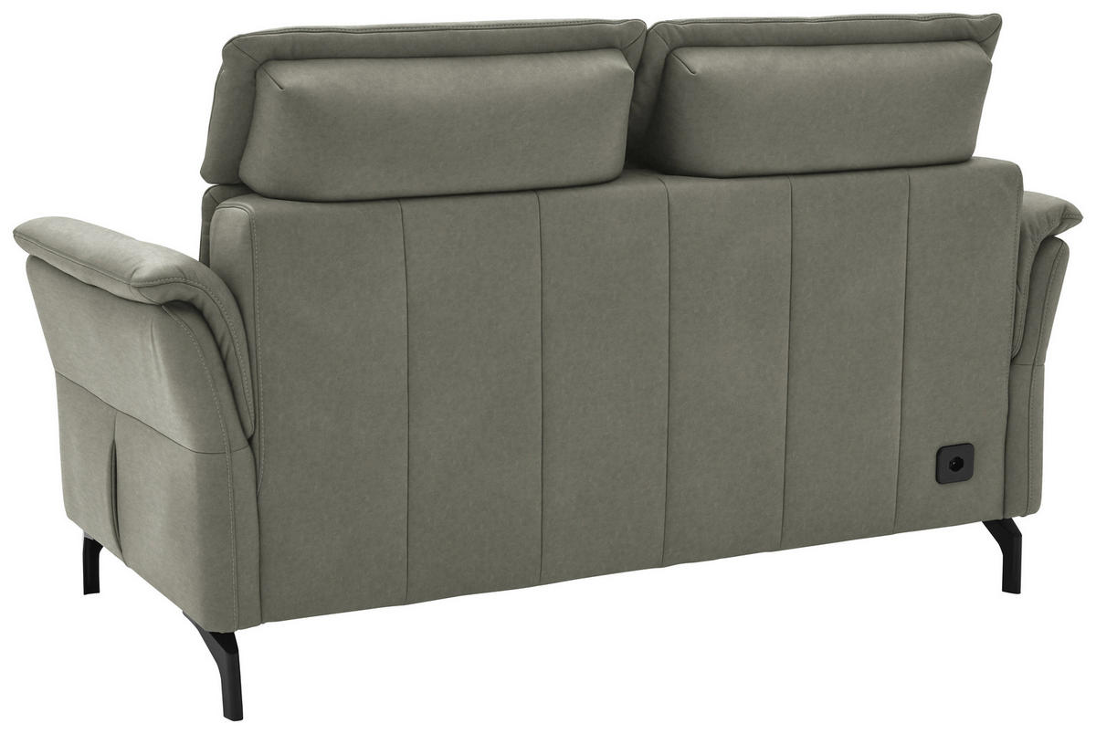 2-SITZER-SOFA Grau Echtleder  - Schwarz/Grau, KONVENTIONELL, Leder/Metall (178/103/95cm) - Dieter Knoll
