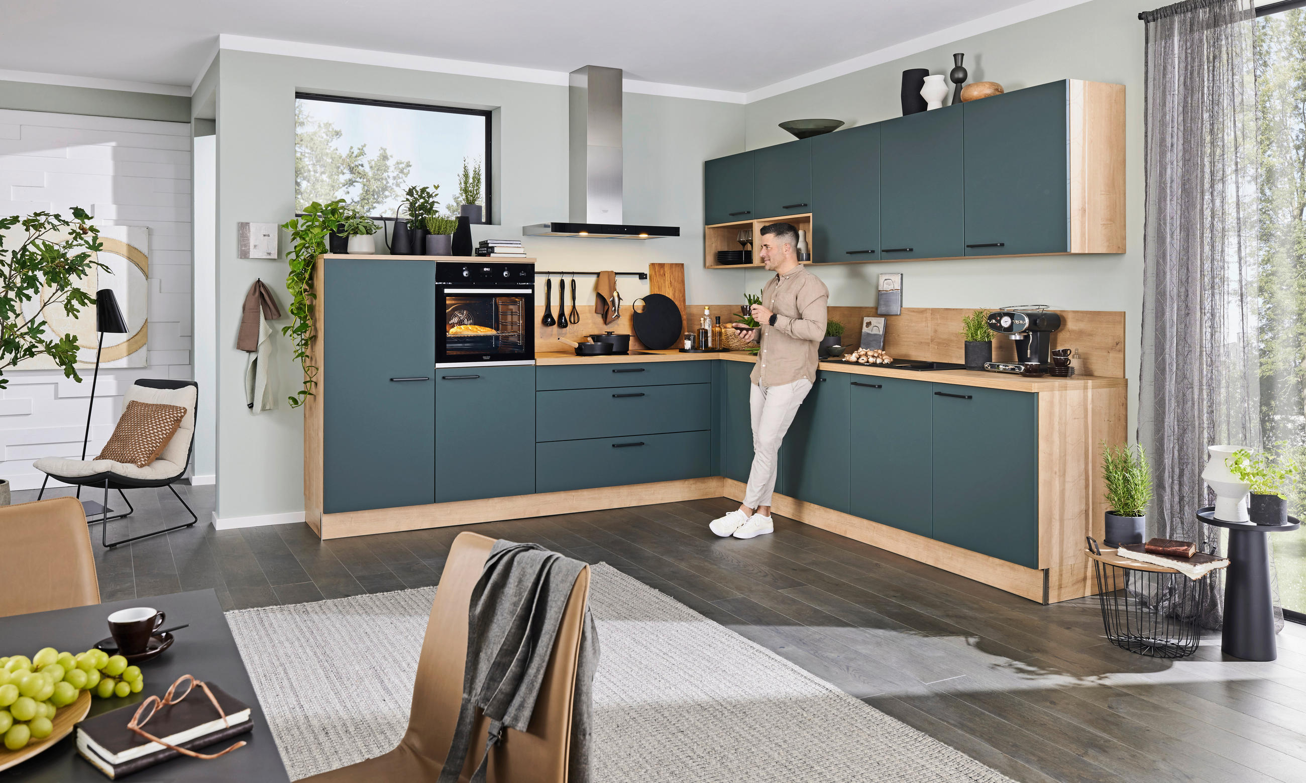 VESTAVNÁ KUCHYŇ - barvy dubu, Design, kompozitní dřevo - Nolte Küchen