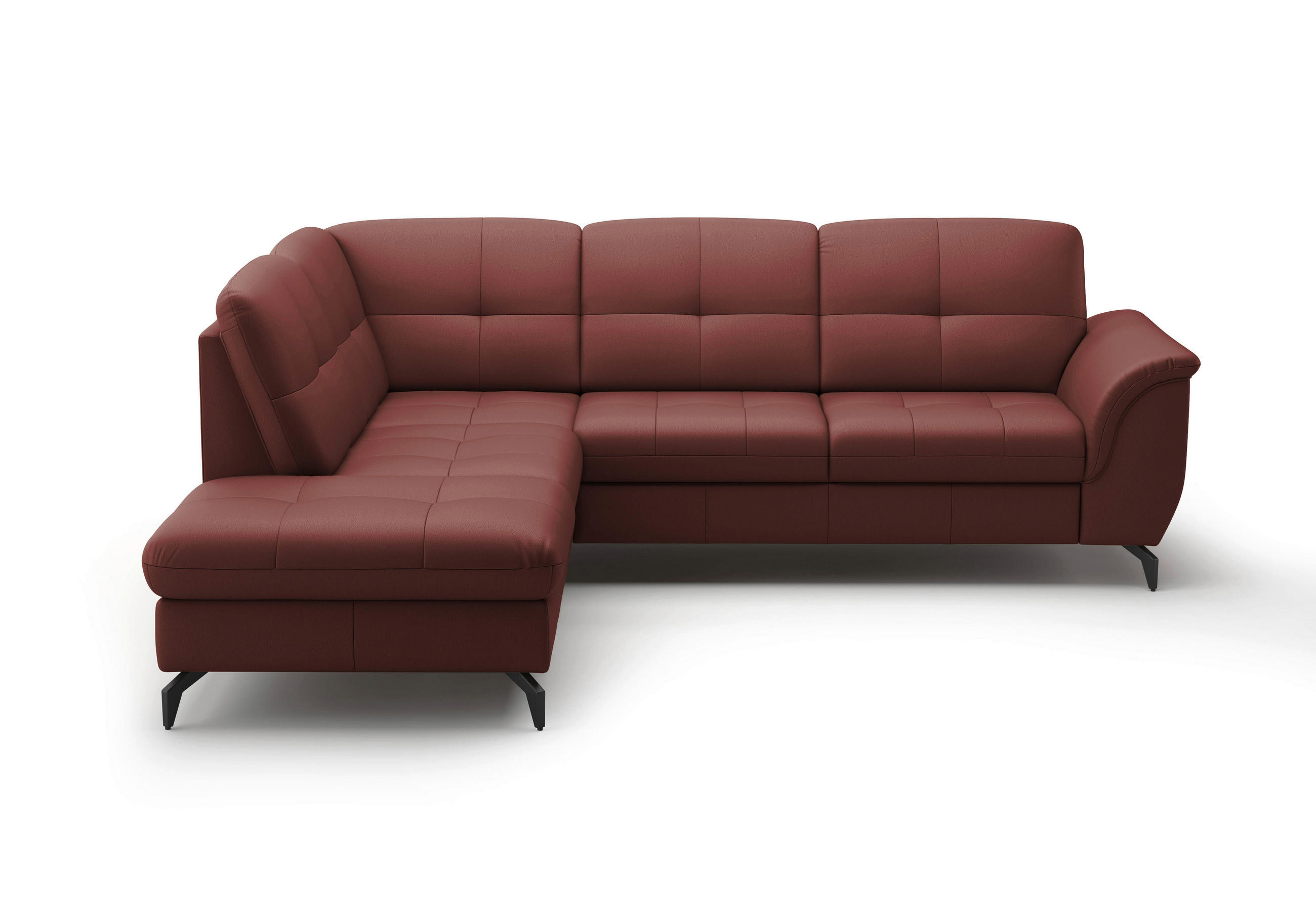 ECKSOFA in Vliesstoff Kombination Echtleder/Stoff Rotbraun  212/244 cm  - Rotbraun/Schwarz, MODERN, Leder/Textil (212/244cm) - Sit & More