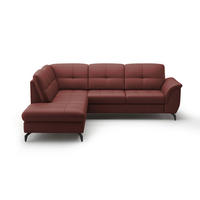 ECKSOFA in Vliesstoff Kombination Echtleder/Stoff Rotbraun  - Rotbraun/Schwarz, Modern, Leder/Textil (212/244cm) - Sit & More