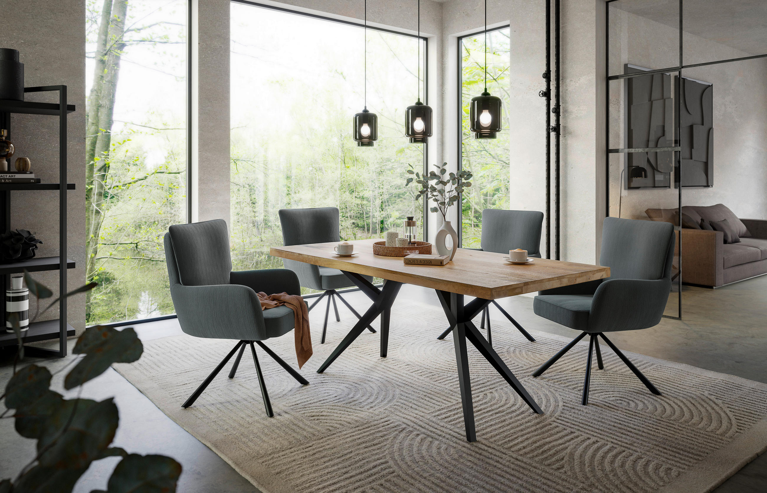 ARMLEHNSTUHL  in Cord  - Anthrazit/Schwarz, KONVENTIONELL, Textil/Metall (60/95/67cm) - MID.YOU