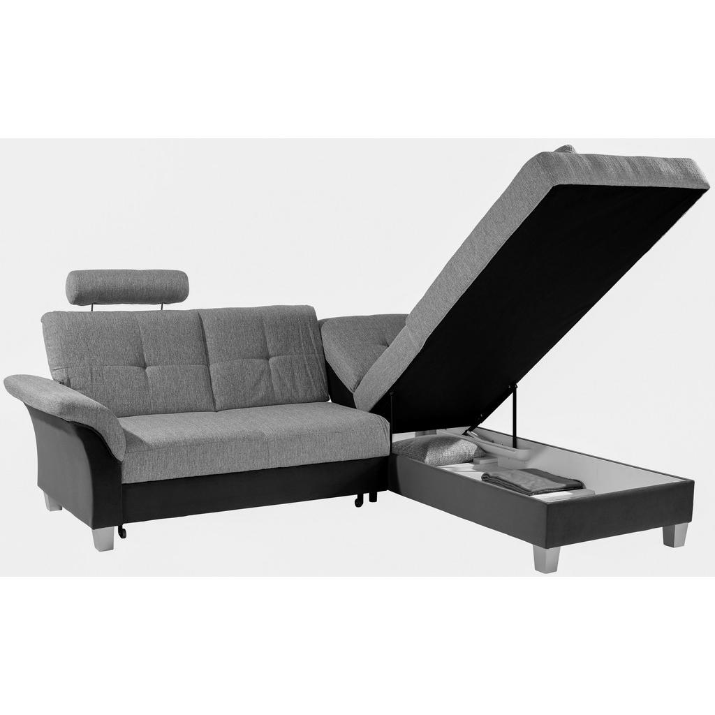 Thumbnail - Livetastic Ecksofa, Blau, Graphit, Textil, Buche, massiv, 5-Sitzer, Ottomane rechts, L-Form, 245x196 cm, Made in EU, sei...