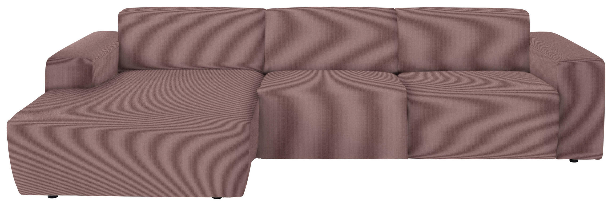 ECKSOFA Altrosa Feincord  - Schwarz/Altrosa, Design, Kunststoff/Textil (174/302cm) - Beldomo Style