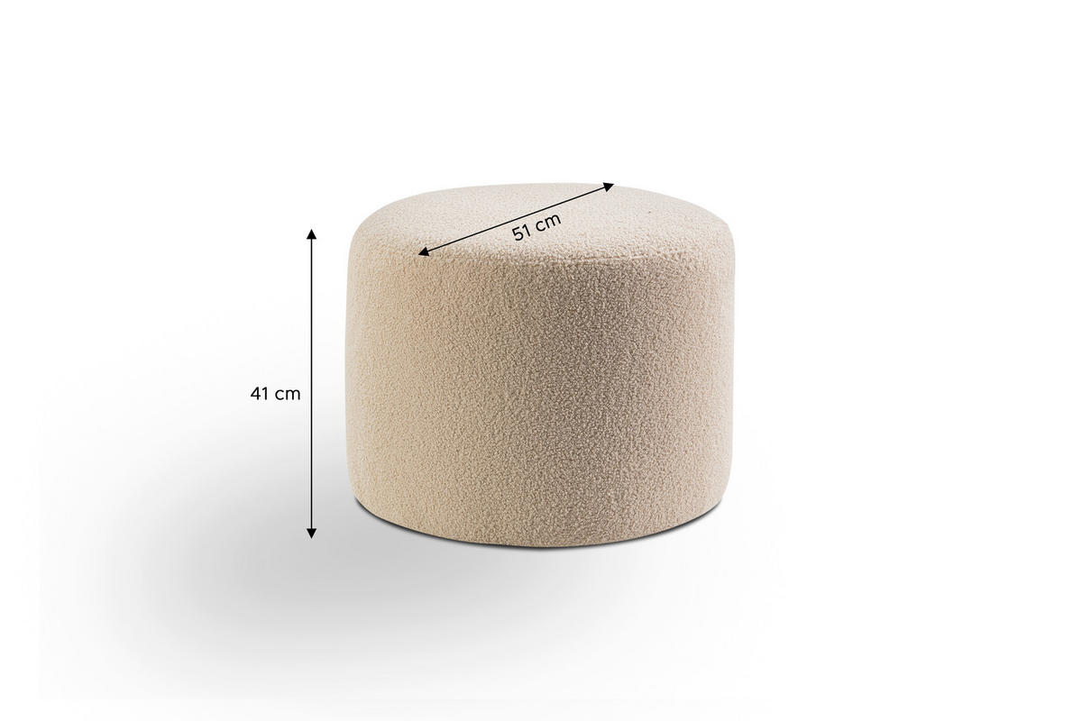 HOCKER KOLO Cord Beige  - Beige/Schwarz, Basics, Kunststoff/Textil (51/41/51cm) - MID.YOU