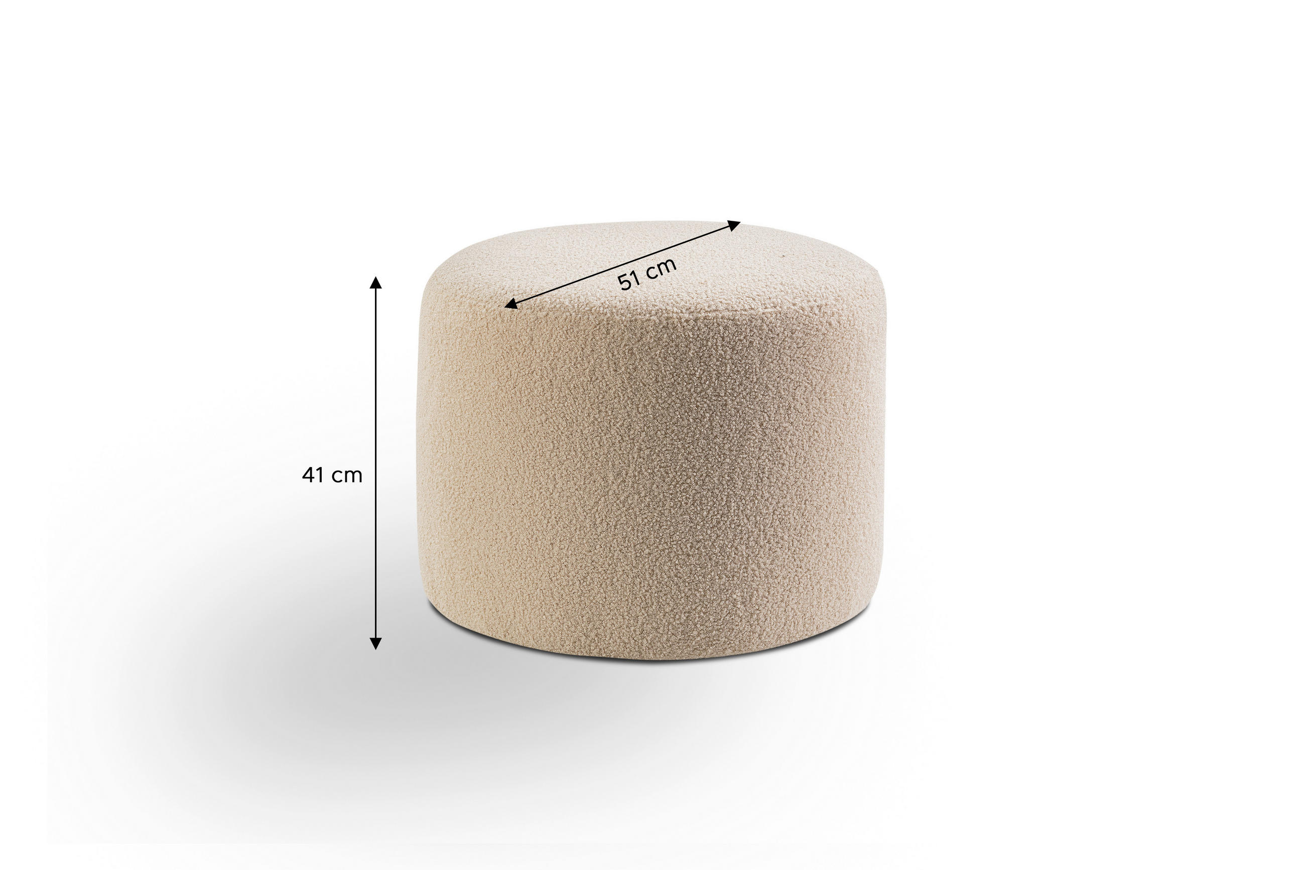 Thumbnail - Mid.you Hocker Kolo, Beige, Textil, zylindrisch, 51x41x51 cm, Made in EU, FSC Mix, Wohnzimmer, Hocker, Sitzhocker