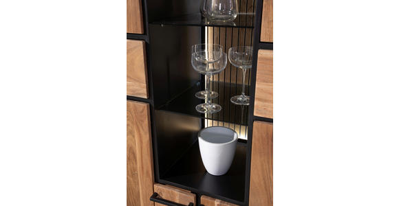 HIGHBOARD  in 150/150/44 cm  - Schwarz/Akaziefarben, LIFESTYLE, Glas/Holz (150/150/44cm) - Landscape