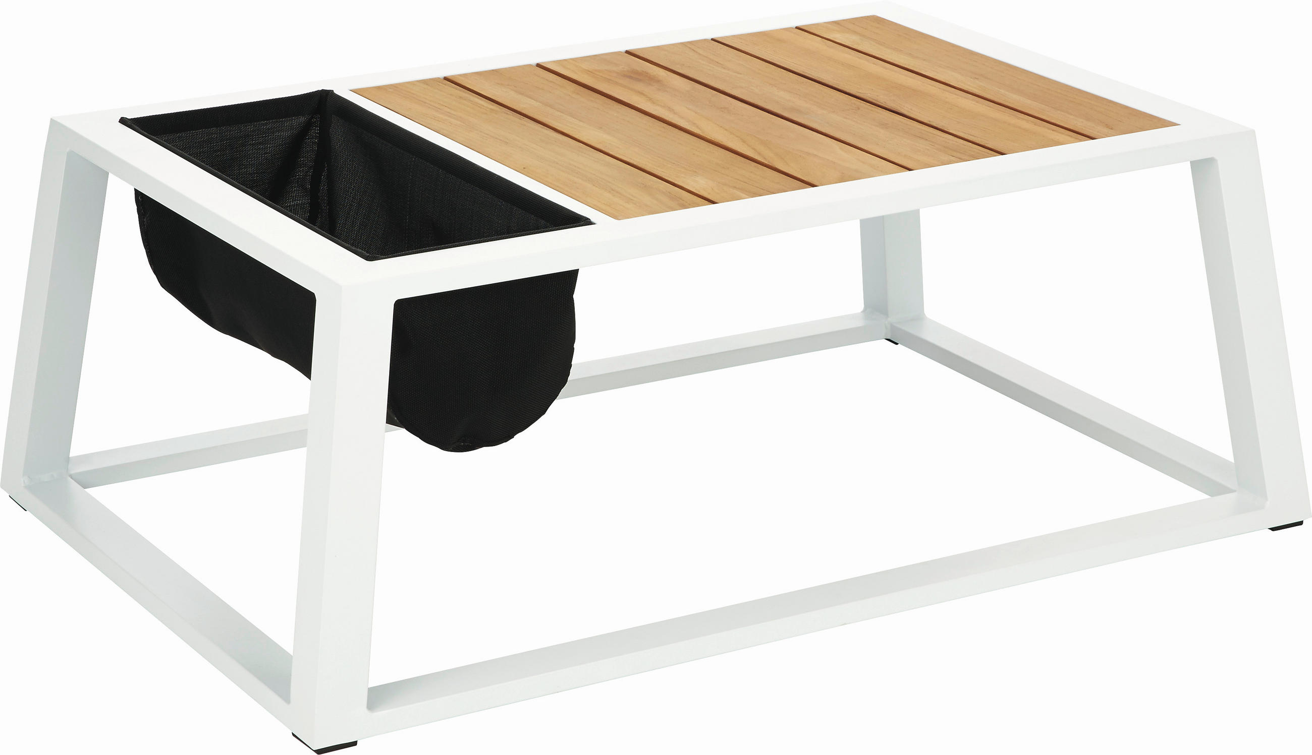 LOUNGE STOL prirodne boje, crna, bijela drvo, metal, tekstil - bijela/prirodne boje, Design, drvo/metal (110/41/75cm) - Ambia Garden