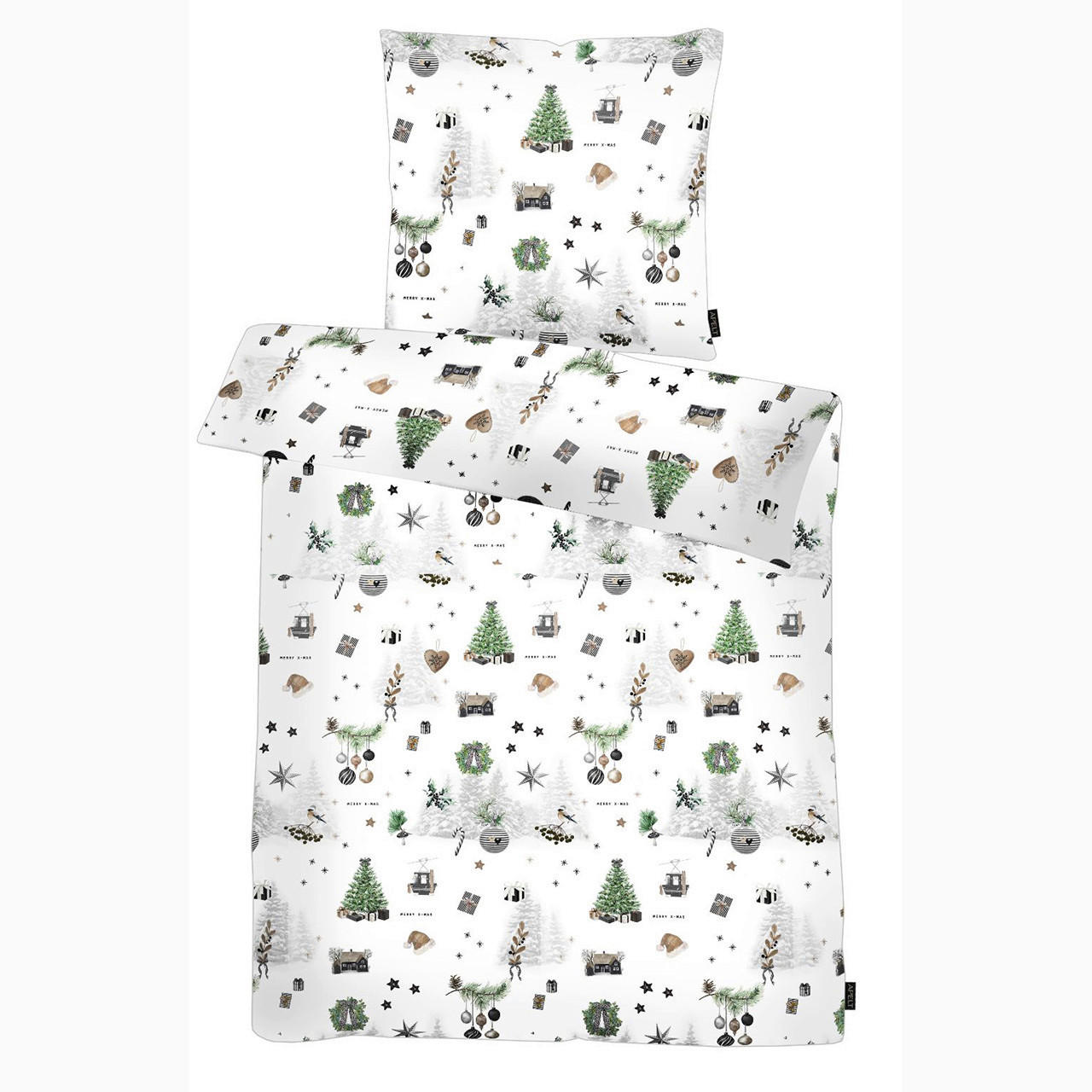 BETTWÄSCHE MAX Flanell 135/200 cm  - Waldgrün/Weiß, Design, Textil (135/200cm) - Apelt