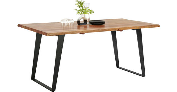 ESSTISCH in Holz, Metall 175/90/76 cm - Schwarz/Akaziefarben, KONVENTIONELL, Holz/Metall (175/90/76cm) - Ambia Home