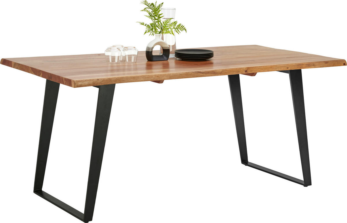 ESSTISCH in Holz, Metall 175/90/76 cm   - Schwarz/Akaziefarben, KONVENTIONELL, Holz/Metall (175/90/76cm) - Ambia Home