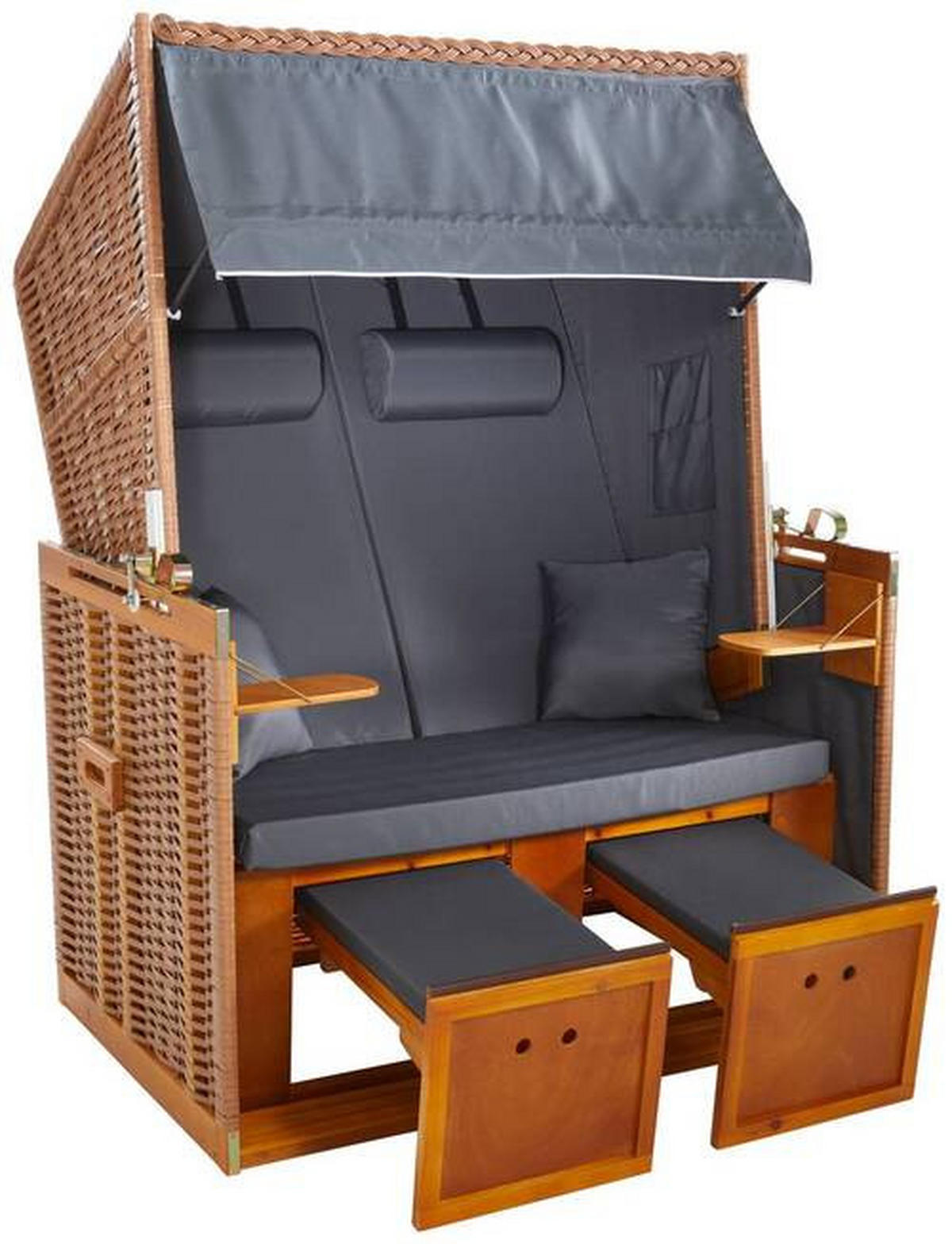 PLÁŽOVÝ KOŠ  - šedá/hnědá, Moderní, dřevo/textil (116/159/78cm)