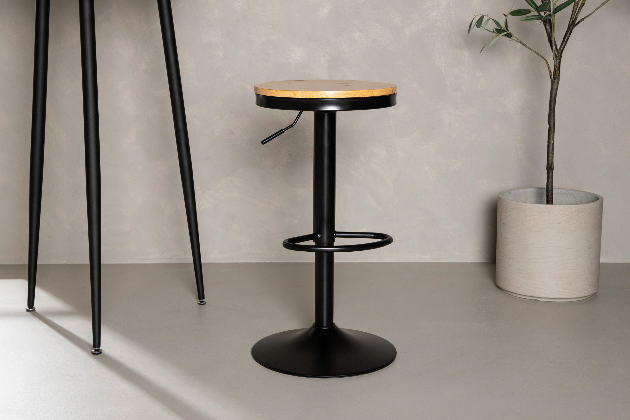 BARPALL SET i svart, beige  - beige/svart, Design, metall/trä (36.5/80/37cm) - Livetastic
