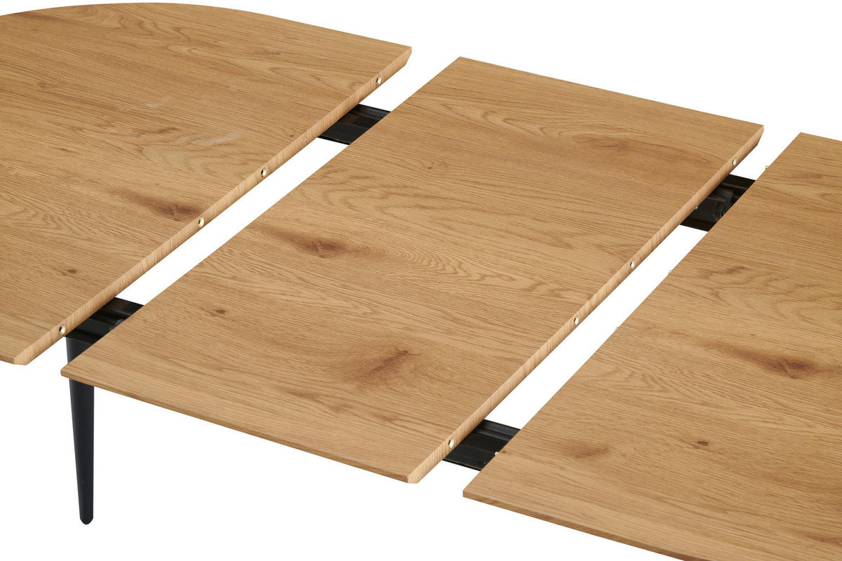 ESSTISCH in Metall, Holzwerkstoff   - Eichefarben/Schwarz, KONVENTIONELL, Holzwerkstoff/Metall (120-160/75/80cm) - MID.YOU