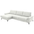 ECKSOFA  in Echtleder Weiß  176/334 cm  - Schwarz/Weiß, Design, Leder/Metall (176/334cm) - Dieter Knoll