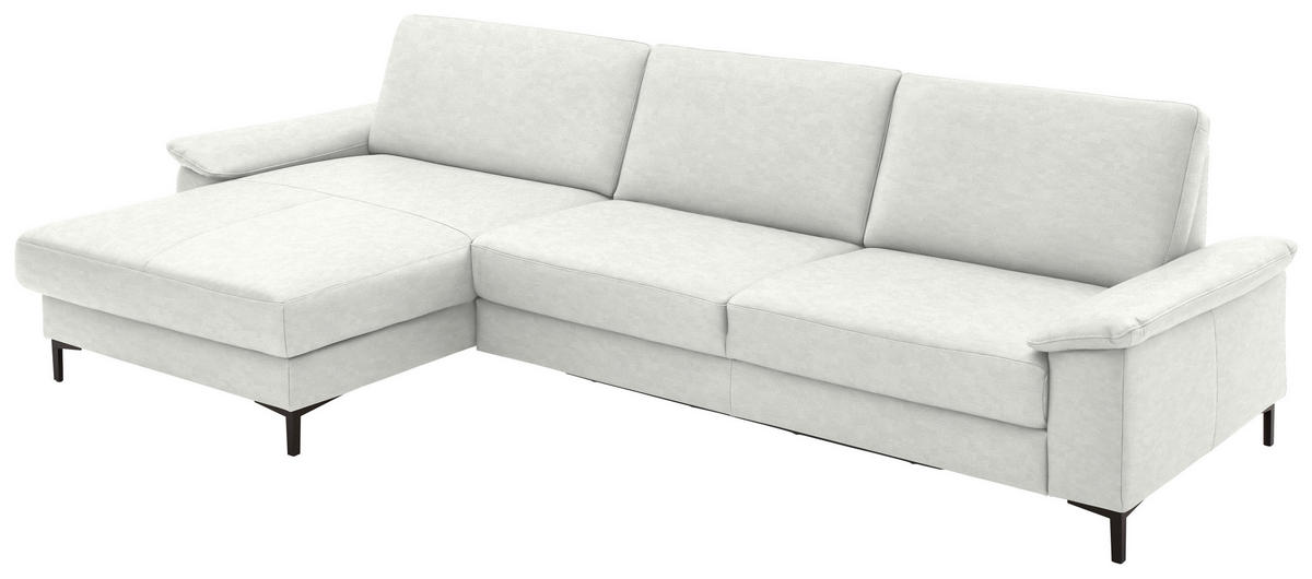 ECKSOFA in Echtleder Weiss  - Weiss/Schwarz, Design, Leder/Metall (176/334cm) - Dieter Knoll
