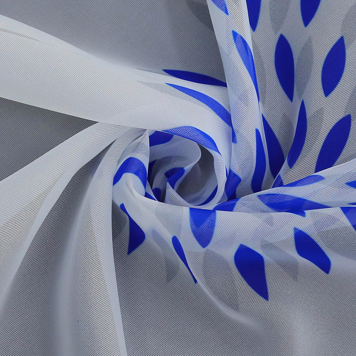 KURZGARDINE   120/45 cm   - Weiß/Hellblau, Basics, Textil (120/45cm)