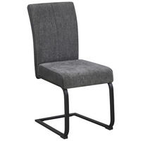 SCHWINGSTUHL  in Eisen Webstoff, Mikrofaser  - Schwarz/Grau, KONVENTIONELL, Textil/Metall (61/91/43cm) - Carryhome